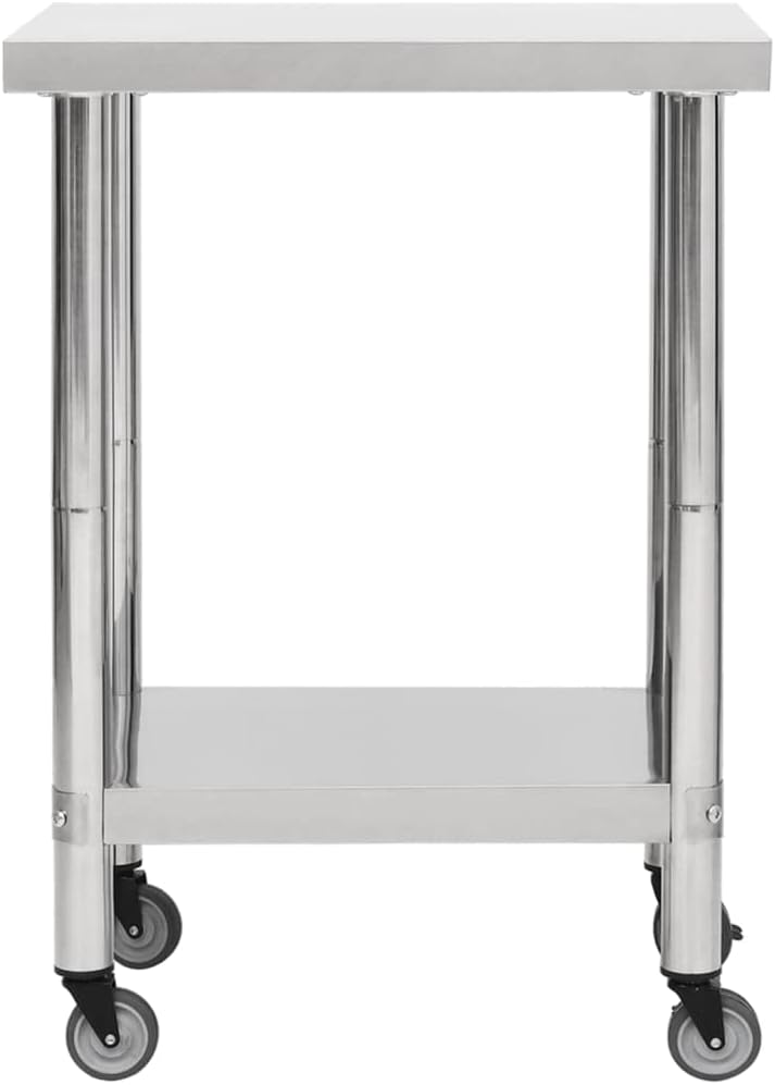 vidaXL Keukenwerktafel met wielen 60x45x85 cm roestvrij staal
