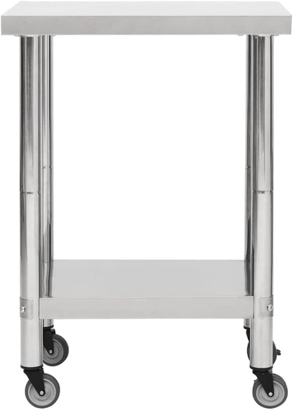 vidaXL Keukenwerktafel met wielen 60x45x85 cm roestvrij staal