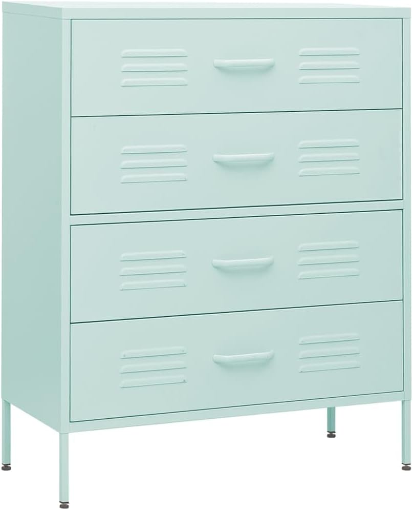 vidaXL Chest of drawers 80x35x101.6 cm steel mint coloured, chest of drawers, drawer cabinet, side cupboards, drawer cabinets, side cabinets, cupboards, cupboards, cupboards, cupboards