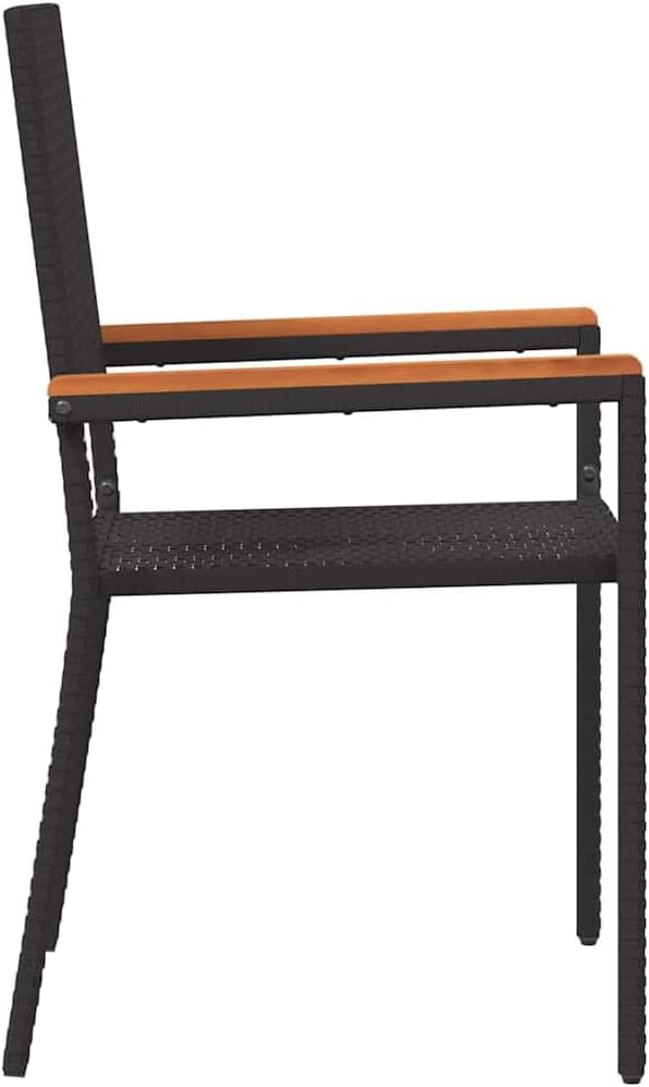 Tuinstoelen – Buitenstoel – Tuinmeubel – Terrasstoel – Stapelbare Tuinstoelen – Weerbestendig PE-Rattan – Massief Acaciahouten Armleuningen