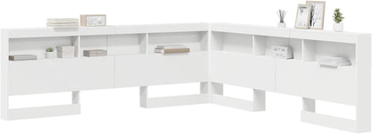 Gecheer Storage Headboard with Memory Headboard White 200cm Wood Material Headboard for Box Spring Bed Bedroom Hotel Design - QUORE