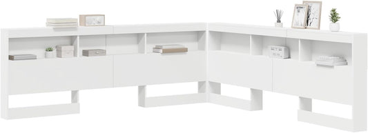 Gecheer Storage Headboard with Memory Headboard White 200cm Wood Material Headboard for Box Spring Bed Bedroom Hotel Design - QUORE