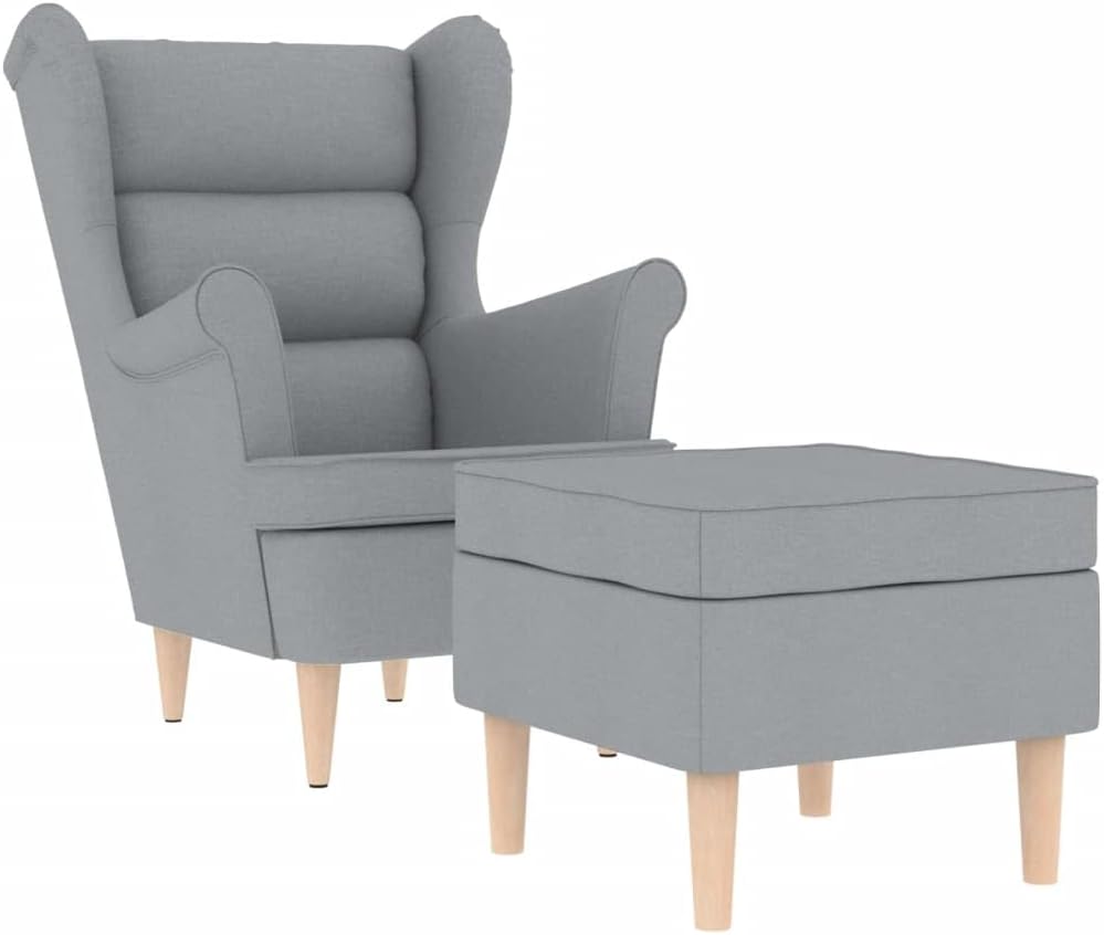 Relaxstoel – Fauteuil – Loungestoel – Draaifauteuil – TV Stoel – Lichtgrijs – Duurzaam Polyesterweefsel – Geïntegreerde Voetensteun en Zeer Sterk Schuim
