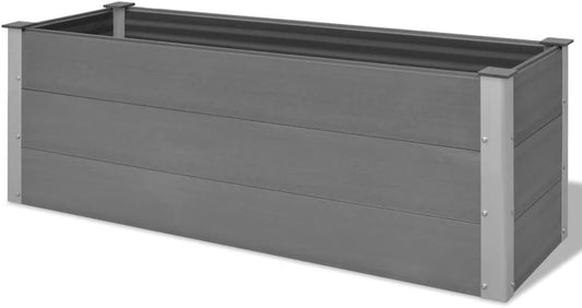 Planter WPC Planter Garden Outdoor Flower Box Raised Flower Bed Bottom Open Grey 150 x 50 x 54 cm (L x W x H) Wall Thickness 30mm - QUORE