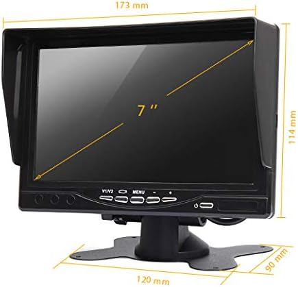 12V-24V 4Pin Omkeren Backup Achteruitrijsysteem 7 inch TFT LCD HD Monitor met Zonnescherm Beugel 2x 18LEDs IR Nachtzicht Waterdichte Reverse Camera voor RV/Bus/Trailer/Truck