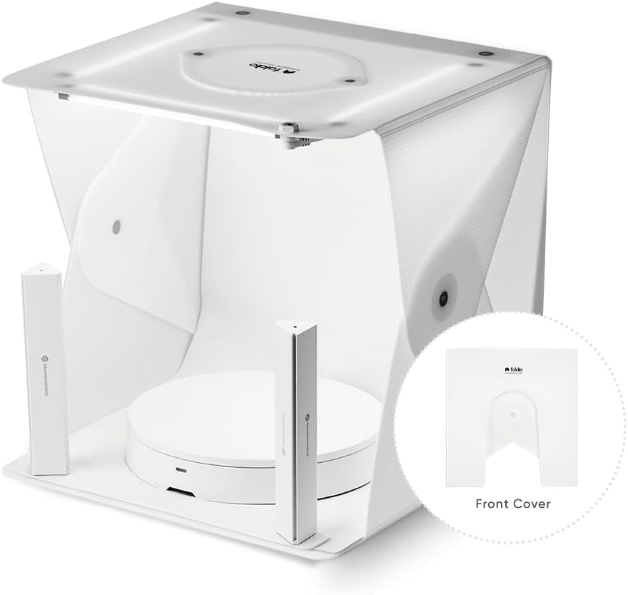 Foldio2 Plus + 360 Studio Set (15" Foto Lightbox Set met Extra Lights & Smart 360 Fotografie Draaitafel/Met 10" Bluetooth 360 Draaitafel/Witte & Zwarte Achtergrond Vellen Inbegrepen)