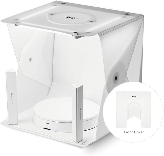 Foldio2 Plus + 360 Studio Set (15" Foto Lightbox Set met Extra Lights & Smart 360 Fotografie Draaitafel/Met 10" Bluetooth 360 Draaitafel/Witte & Zwarte Achtergrond Vellen Inbegrepen)