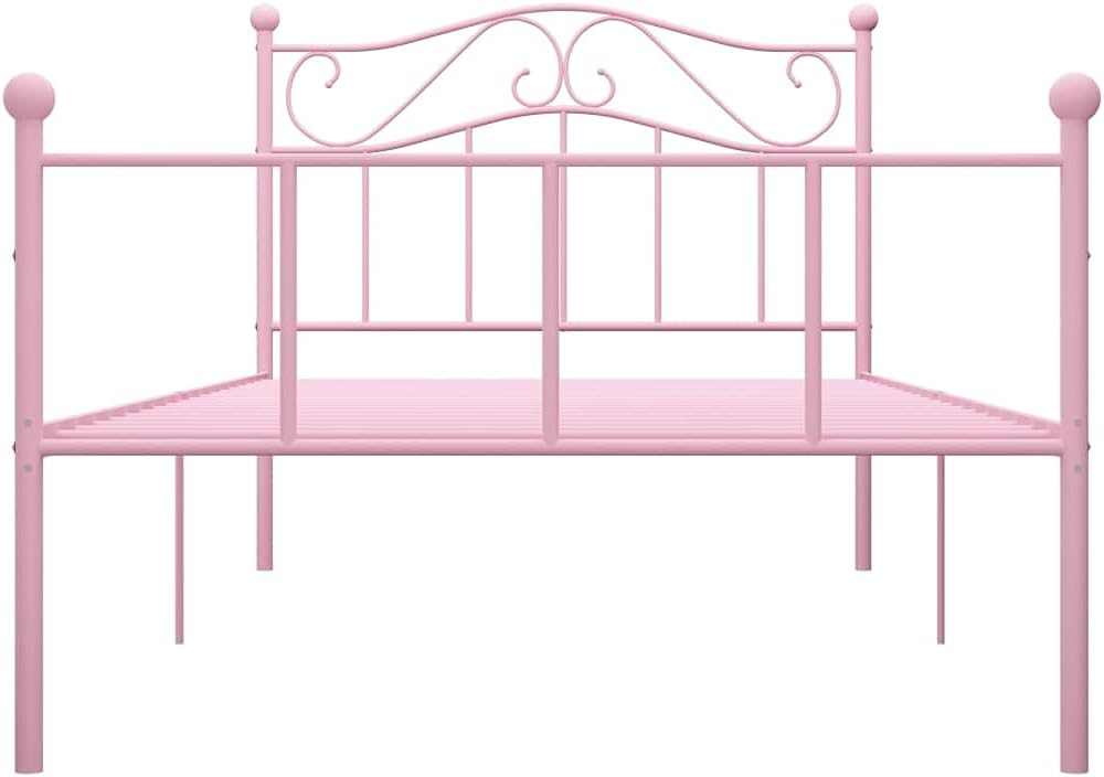 vidaXL Bedframe metaal roze 90x200 cm