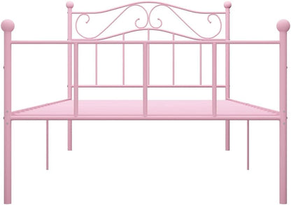 vidaXL Bedframe metaal roze 90x200 cm