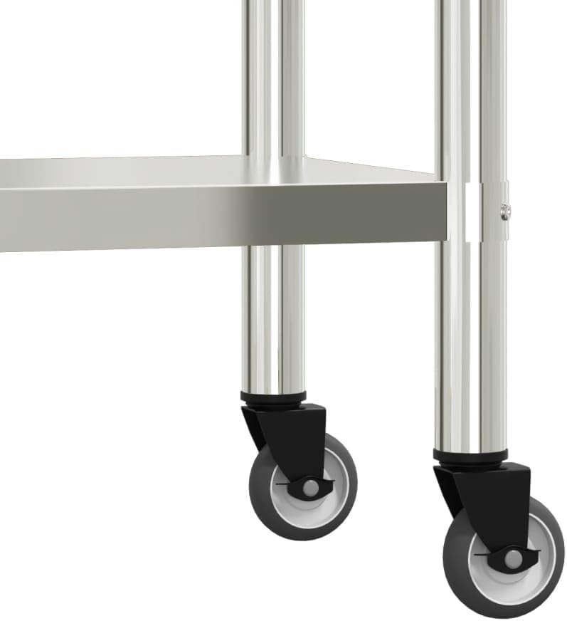 vidaXL Keukenwerktafel met wielen 82,5x30x85 cm roestvrij staal, werktafel keuken, keuken werktafel, keuken werk tafel, werkbank keuken