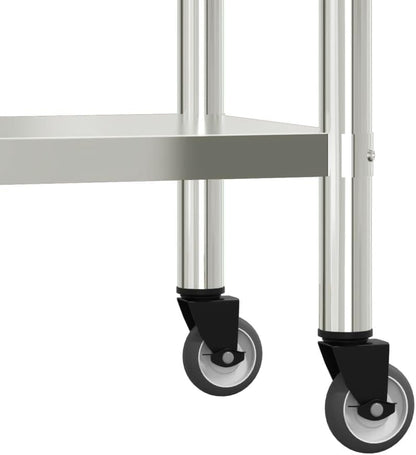 vidaXL Keukenwerktafel met wielen 82,5x30x85 cm roestvrij staal, werktafel keuken, keuken werktafel, keuken werk tafel, werkbank keuken