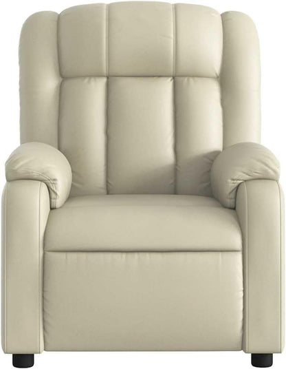 Relaxstoel crème kunstleer TV fauteuil met ligfunctie, enkele ligstoel relaxstoel voor woonkamer, slaapkamer handmatig kantelsysteem MA8 - QUORE