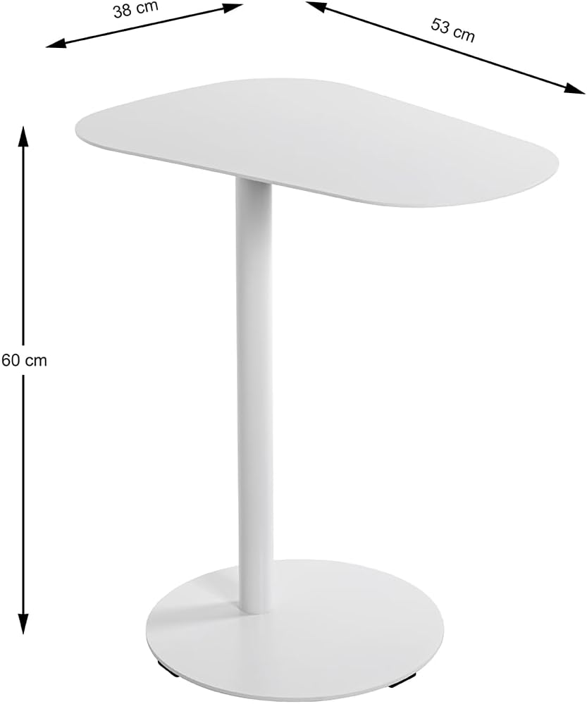 HAKU Bijzettafel wit, metaal - Maat: B 53 cm x H 60 cm x D 38 cm, Stijl: Modern