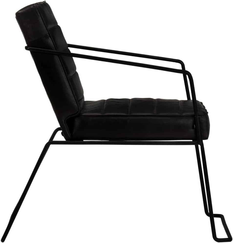 Armchair Black Genuine Leather Lounge Chair TV Chair Recliner Office Chair Chair for Bedroom Living Room Study Office