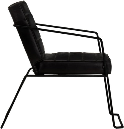 Armchair Black Genuine Leather Lounge Chair TV Chair Recliner Office Chair Chair for Bedroom Living Room Study Office