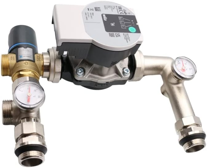 Pompgroep voor vloerverwarming – Vloerverwarmingsgroep – Menggroep – Pompset – Regelgroep – Zilverkleurig – Stil in gebruik – Geschikt tot 150 m²