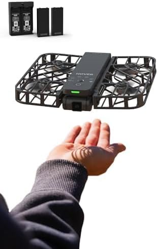 HOVERAir X1 Drone met camera, zelfvliegende camera, drone met opvolg-mij-modus, mini-drone in zakformaat, HDR-video-opname, intelligente vliegroutes, handsbediening, Zwart (Combo Plus)