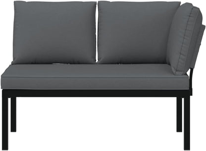 vidaXL Garden bench with cushions aluminum black - QUORE