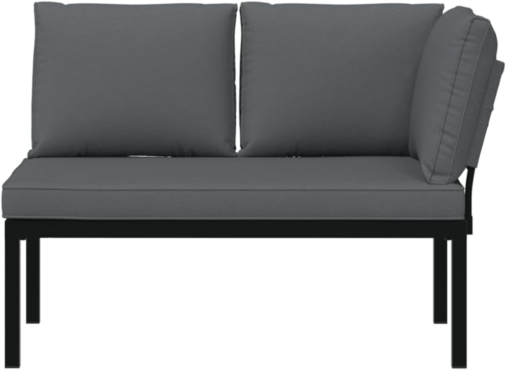 Garden Bench Made of Black Aluminium with Anthracite Cushion for Outdoors, Robust and Durable Structure for Patio or Patio, Comfortable Seat with Thick Cover and Cover - QUORE