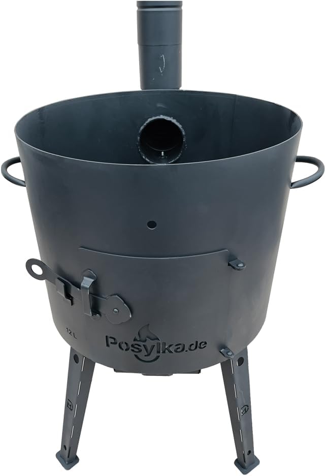 Utschak KazanoFF, Cast Iron Casserole, Flat Bottom with Lid (12 Litres), Kazan Lid, Kettle, Ladle, Skimmer, Lagan (12F 3) - QUORE