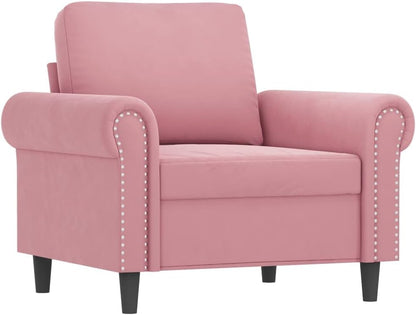 Fauteuil met kruk roze 60 cm fluwelen gestoffeerde stoel relaxstoel comfortabel ontspannen modern design duurzaam velours robuust frame veelzijdige voetenbank compact