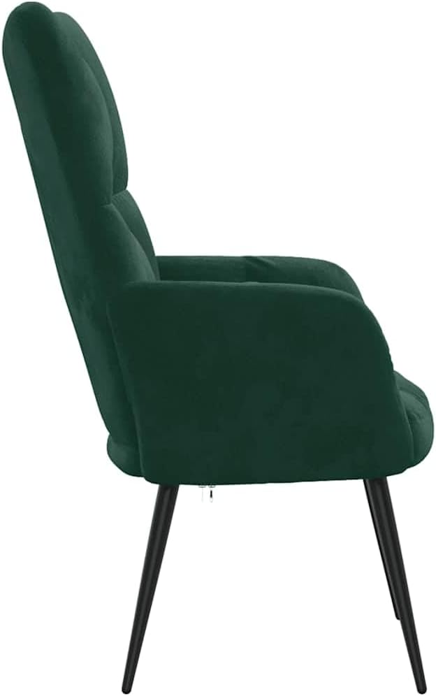 Relaxfauteuil – Relaxstoel – Fauteuil – Zetel – Lounge Chair – Donkergroen Velvet – Stalen Frame – Comfortabele Foam Vulling