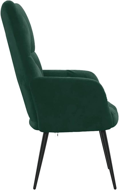 Relaxfauteuil – Relaxstoel – Fauteuil – Zetel – Lounge Chair – Donkergroen Velvet – Stalen Frame – Comfortabele Foam Vulling