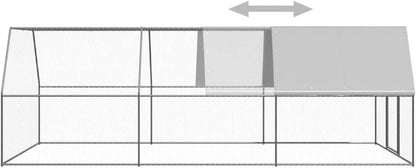 Outdoor Chicken Coop Made of Galvanised Steel, 3 x 6 x 2 m, Large Chicken Coop with Lockable Door, Suitable for Training Poultry and Pets