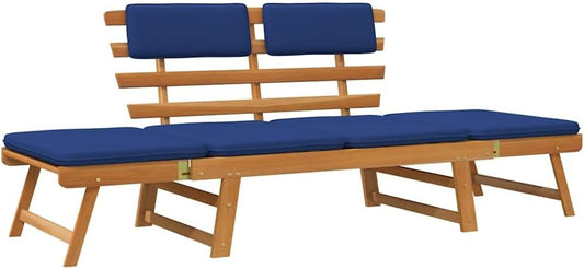 vidaXL Garden bench with cushions 2-in-1 190 cm solid acacia wood