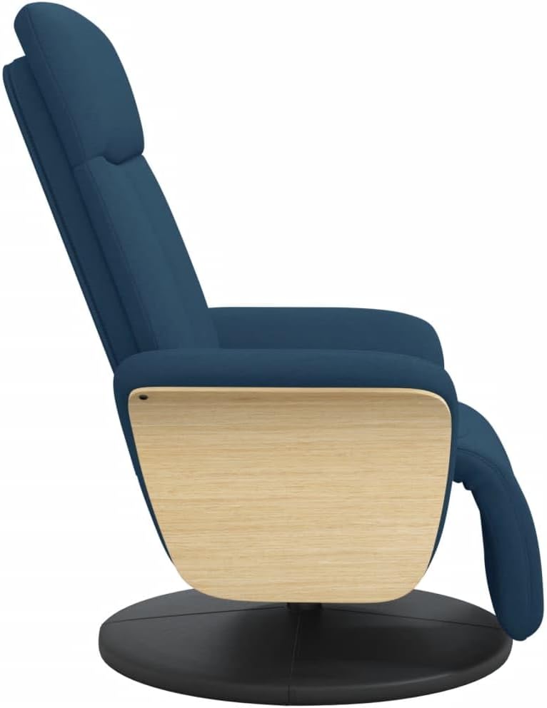 Relaxstoel met voeteneinde, blauwe stof, tv-stoel met ligfunctie, enkele ligstoel, relaxstoel voor woonkamer, slaapkamer, A1 - QUORE