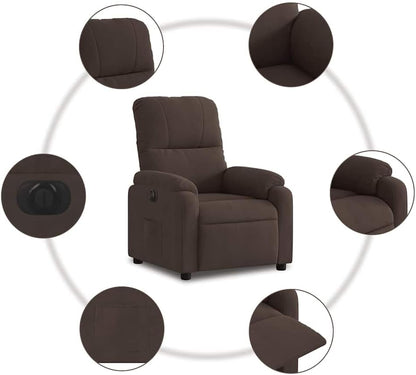 Recliner Chair, Electric Brown, Microfibre Fabric, TV Chair with Reclining Function, Single Lounger, Relax Chair for Living Room, Bedroom