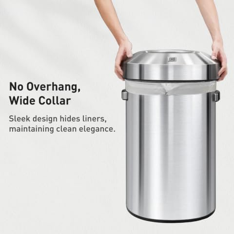 EKO EK9055-60L Urban Commercial Open Top Trash Can, roestvrij staal, 60 L
