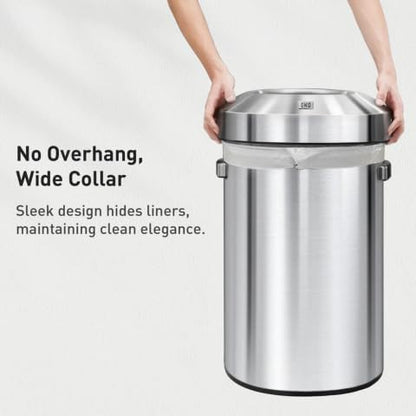 EKO EK9055-60L Urban Commercial Open Top Trash Can, roestvrij staal, 60 L