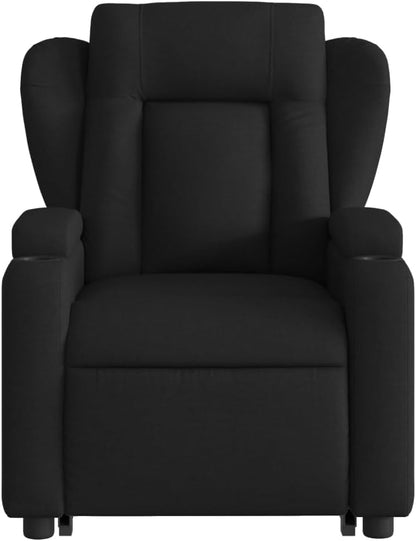 Relaxfauteuil – Elektrische Relaxstoel – Verstelbare Fauteuil – Zwarte Zetel – Lounge Fauteuil – Elektrische Liftfunctie – Ademend Polyester Materiaal