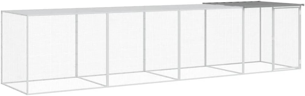Kippenhok – Kippenren – Dierenverblijf – Pluimveehok – Buitenverblijf – Gegalvaniseerd Staal – Beschermend Dak – 103x98x90 cm – Lichtgrijs