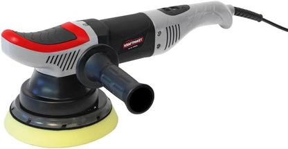 Dino KRAFTPAKET 640247 8 mm - 710 W excentrische polijstmachine met draaibeweging traploos in set met 125 mm polijstspons, 125 mm polijstschijf, tas voor auto en boot, grijs
