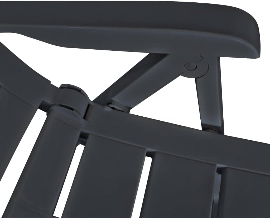 Tuinstoel – Tuinstoelen – Buitenstoel – Relaxstoel – Verstelbare Rugleuning – Weerbestendig Kunststof – Set van 2 – Antraciet – Inklapbaar – 60x61x108 cm
