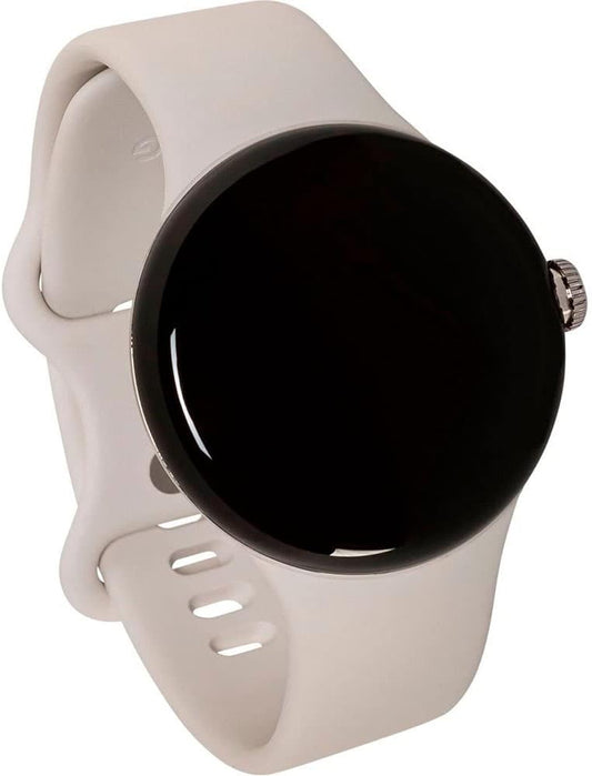 Google Pixel Watch - Android smartwatch met activiteitstracker en analyse - behuizing van roestvrij staal, gepolijst zilver met sportarmband in kiezelkleur, LTE
