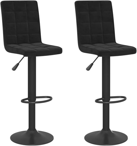vidaXL Barkrukken 2 st fluweel zwart, barkrukje, bar kruk, barstoel, barkrukjes, bar krukken, barstoelen, bar stoel, bar stoelen, kruk, krukken