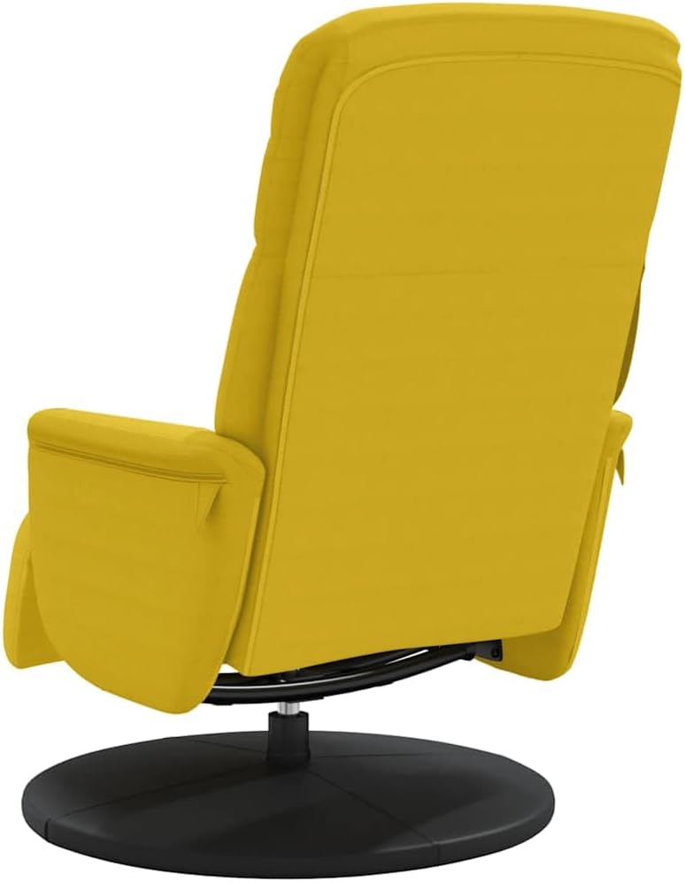 Relaxstoel met voeteneinde, geel, fluweel, tv-stoel met ligfunctie, enkele ligstoel, relaxstoel voor woonkamer, slaapkamer - QUORE