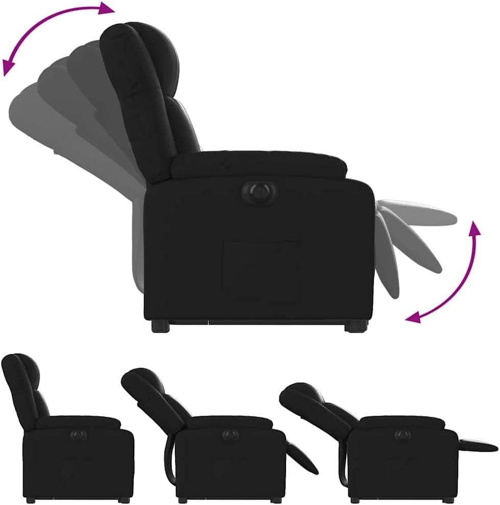 Relaxstoel met opstahulp – Elektrische Relaxfauteuil – Tv-stoel – Ligstoel – Relaxfauteuil – Elektrisch Kantelsysteem – Zwart Kunstleer – Maximaal Comfort