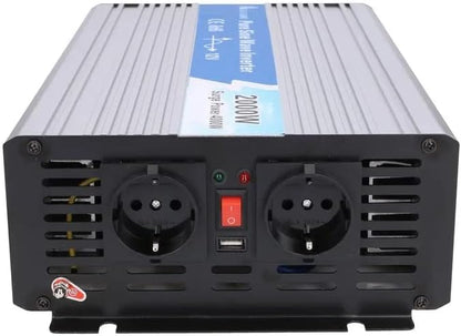 Extralink OPIP 2000 W omvormer 12 V naar 230 V, 2000 W, zuivere sinusgolf, spanningsomvormer voor auto, DC/AC, transformator 12 V naar 230 V, USB-poor