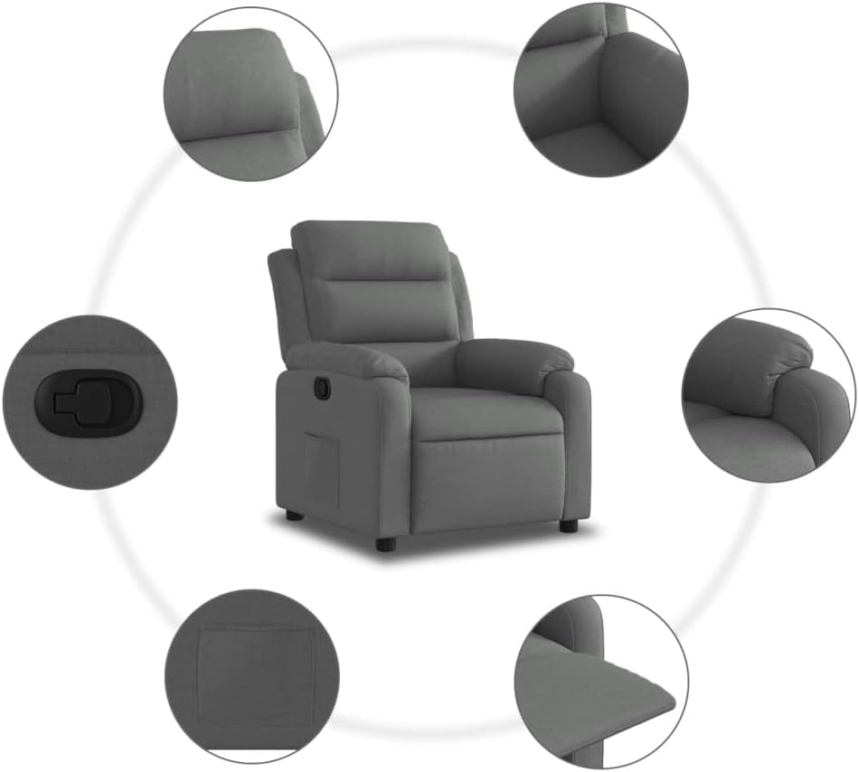 Model 373463 Rugleuning van donkergrijze stof, woonkamerstoel, fauteuil, relaxstoel, slaapkamerstoel - QUORE