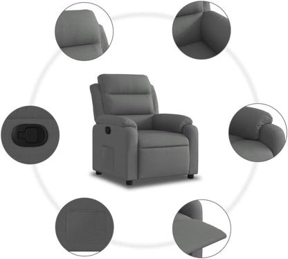 Model 373463 Rugleuning van donkergrijze stof, woonkamerstoel, fauteuil, relaxstoel, slaapkamerstoel - QUORE