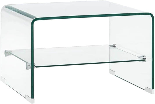 vidaXL Salontafel 50x45x33 cm gehard glas transparant