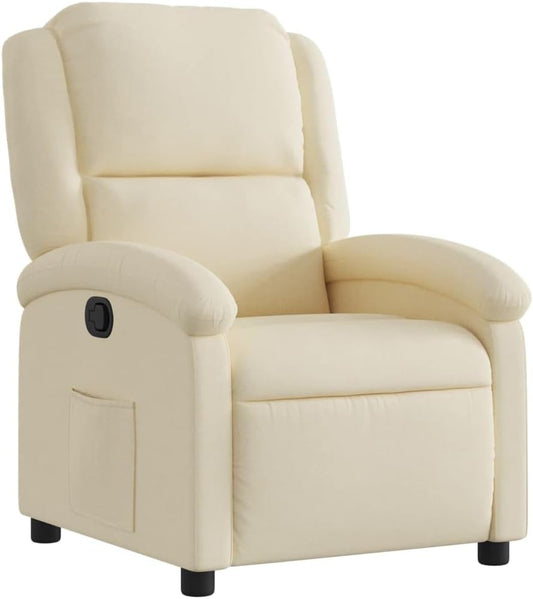 vidaXL Fauteuil verstelbaar stof crèmekleurig, relaxfauteuil, relaxstoel, armstoel, leunstoel, luie stoel, tv stoel, standenstoel, fauteuil stoel