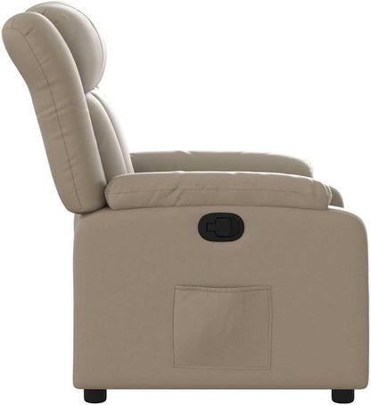 Handmatige Relaxstoel – Ligstoel – Tv-Stoel – Fauteuil – Zithoudingstoel – Verstelbare Rugleuning 135 Graden – Kunstleren Bekleding Met Zijvak – Houten Metalen Frame