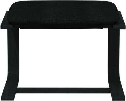 Relaxstoel – Poef – Tv-Stoel – Ligstoel – Enkele Stoel – Zwarte Ademend Stof – Massief Berkenhout Frame