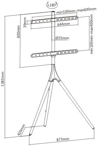 Techly 105209 Stand Tripod voor LCD/LED/Plasma-TV 45-65 inch notenhout donker