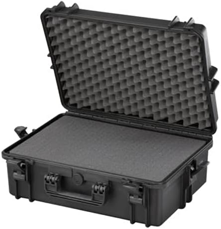 TOMcase waterdichte Buitenkoffer 56x43x22 cm met Rasterschuim/Kubusschuim; IP67 Transportkoffer (Zwart)